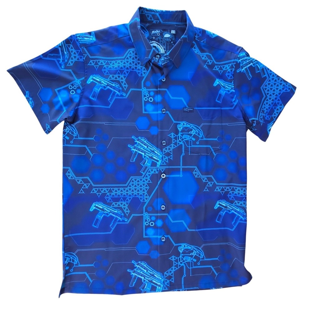 Retro Rifle Chief Button‎ Down Shirt Men's Medium Short Sleeve